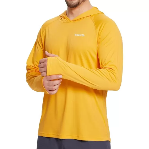 BALEAF Mens Sun Protection Hoodie Shirt UPF 50 Long Sleeve UV SPF TShirts Rash Guard Fishing Swimming LightweightStyle 1marigold