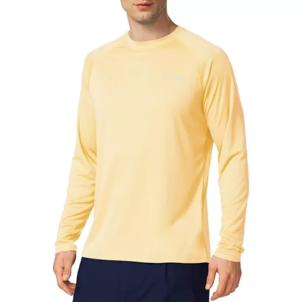 BALEAF Mens Sun Protection Shirts UV SPF UPF 50 Long Sleeve Rash Guard Fishing Running Quick Dry Lightweight01custard