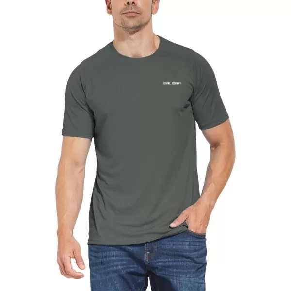 BALEAF Mens UPF 50 Short Sleeve Shirts Lightweight Sun Protection SPF TShirts Fishing Hiking Running01deep Gray