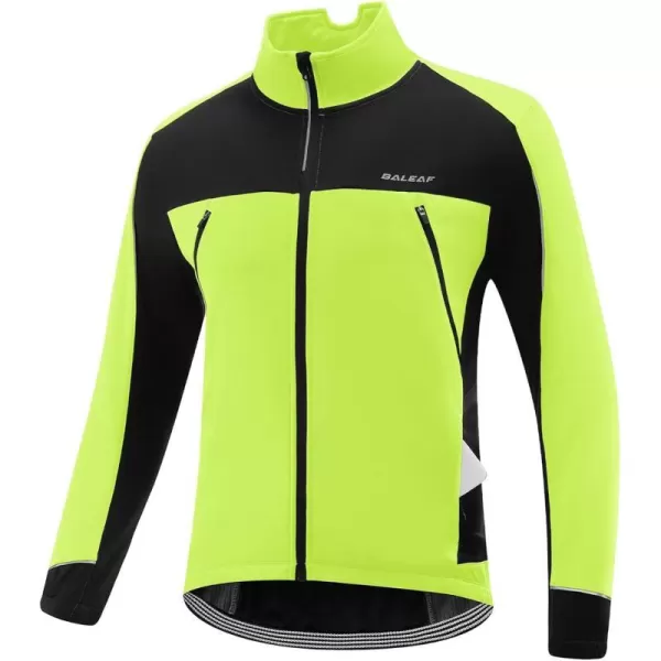 BALEAF Mens Winter Jacket Windproof Softshell Theraml Warm Pockets Cycling Running Mounatin Biking Cold Weather Gear01fluorescent Green