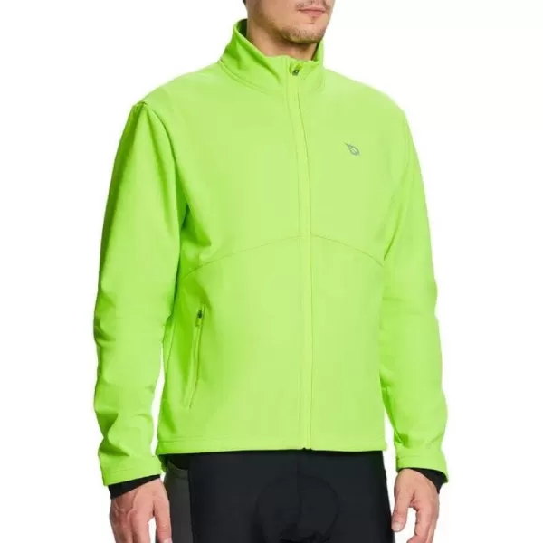 BALEAF Mens Winter Jacket Windproof Softshell Theraml Warm Pockets Cycling Running Mounatin Biking Cold Weather Gear02fluorescent Green