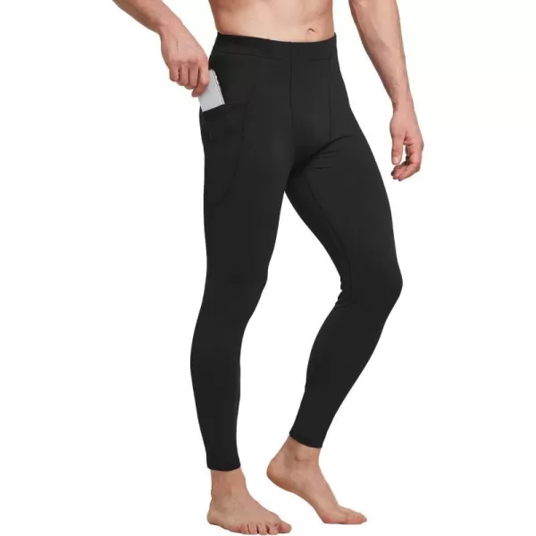 BALEAF Mens Yoga Pants with Pockets Tight Workout Compression Pants Men Stretch Mens Leggings for Running Dance CyclingA Black