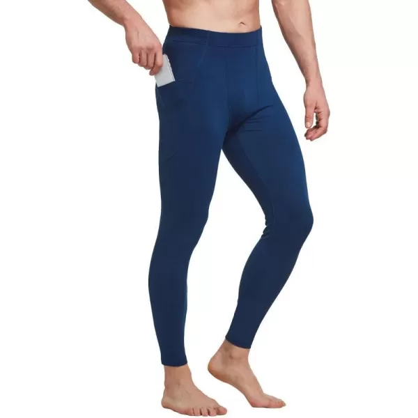 BALEAF Mens Yoga Pants with Pockets Tight Workout Compression Pants Men Stretch Mens Leggings for Running Dance CyclingA Navy