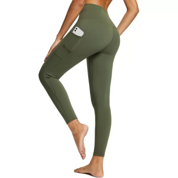 BALEAF Nuleaf High Waisted Workout Leggings for Women 25  Buttery Soft Tummy Control Gym Fitness Yoga 78 Pant with PocketsDark Green