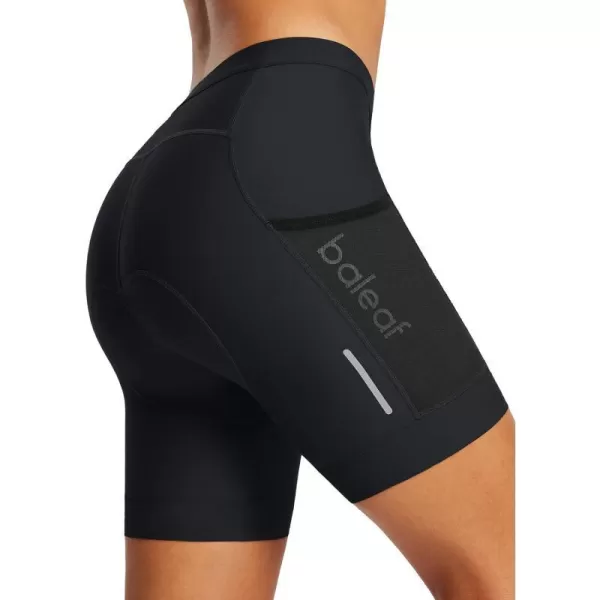 BALEAF Padded Bike Shorts Women 6 Lycra Cycling Shorts 4D Gel Padding Biking Biker Bicycle Pockets UPF50Black