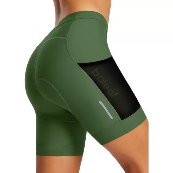 BALEAF Padded Bike Shorts Women 6 Lycra Cycling Shorts 4D Gel Padding Biking Biker Bicycle Pockets UPF50Green