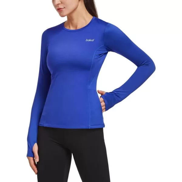 BALEAF Thermal Shirts for Women Long Sleeve Fleece Tops Workout Running Thumbholes Zipper Pocket Cold Weather GearRoyal Blue