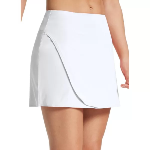 BALEAF Womens 14 Tennis Skirts High Waisted Golf Skorts Skirts Athletic with Shorts PocketsWhite