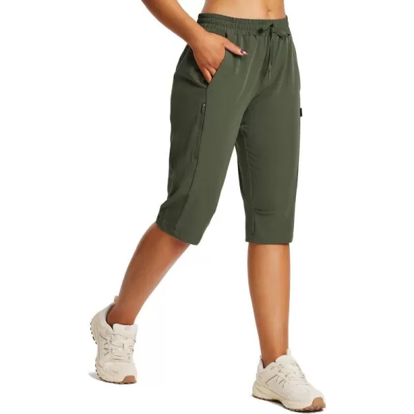 BALEAF Womens 15 Long Shorts Below The Knee Capri Hiking Cargo Shorts Lightweight Quick Dry Elastic Waist for Casual15ingreen