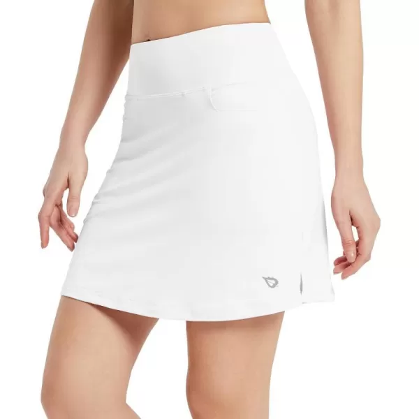 BALEAF Womens 16 Golf Skirts High Waisted Tennis Athletic Running Workout Active Skorts with PocketsLight White