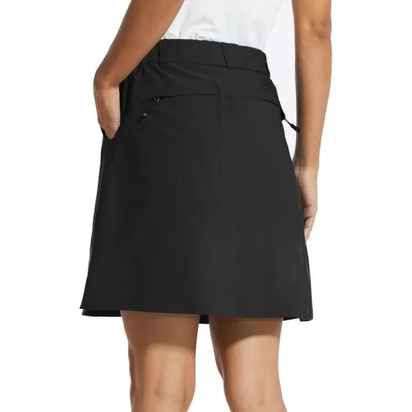 BALEAF Womens 18 Skorts Skirts Casual Knee Length Long Golf Skorts with Pockets Quick Dry Skirts Summer18 Inseamblack