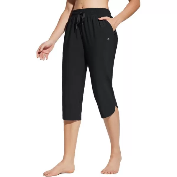 BALEAF Womens 18 Swim Capris Regular Fit Quick Dry Swimming Pants Cropped Beach Pants UPF50 with PocketsBlack