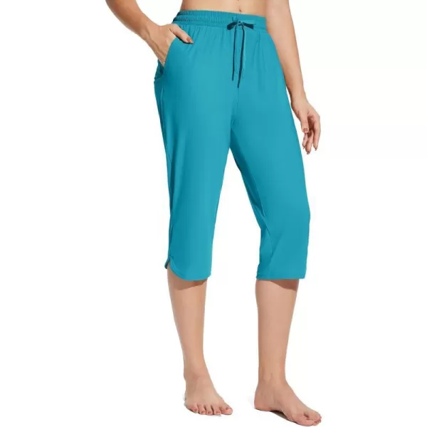 BALEAF Womens 18 Swim Capris Regular Fit Quick Dry Swimming Pants Cropped Beach Pants UPF50 with PocketsBlue