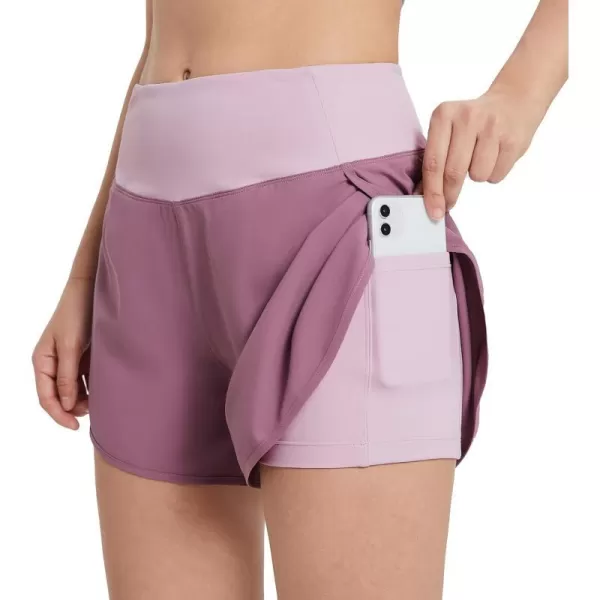 BALEAF Womens 2 in 1 Running Athletic Shorts with Liner Lightweight QuickDry Workout Active Yoga Shorts with PocketsPink