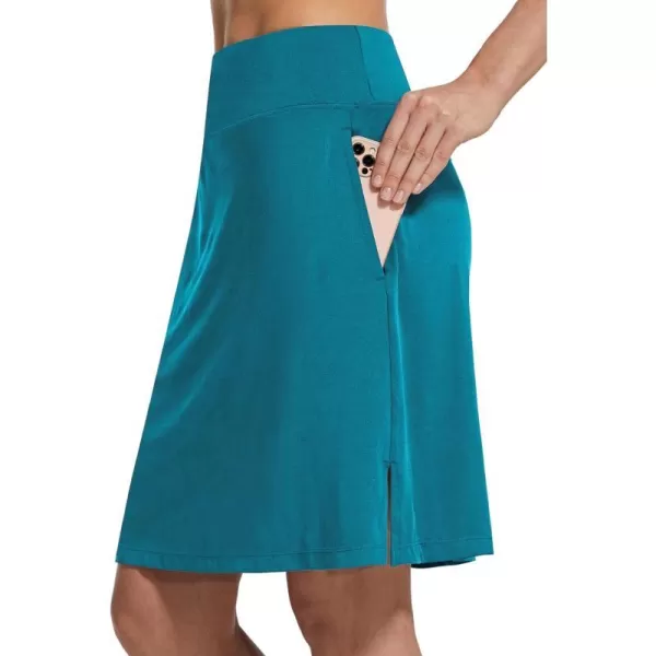 BALEAF Womens 20 Golf Skirts Knee Length Skorts Athletic Modest Long Acitive Casual Pockets UV ProtectionBlue