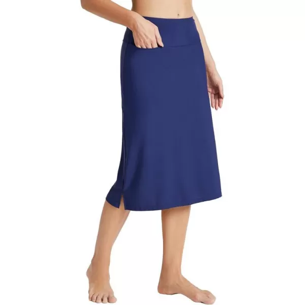 BALEAF Womens 28 Midi Length Long Swim Skirts with Legging Modest High Waisted Tankini Skirt Bottom UPF 50Dark Blue