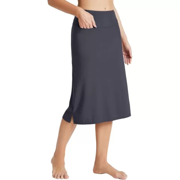 BALEAF Womens 28 Midi Length Long Swim Skirts with Legging Modest High Waisted Tankini Skirt Bottom UPF 50Dark Grey