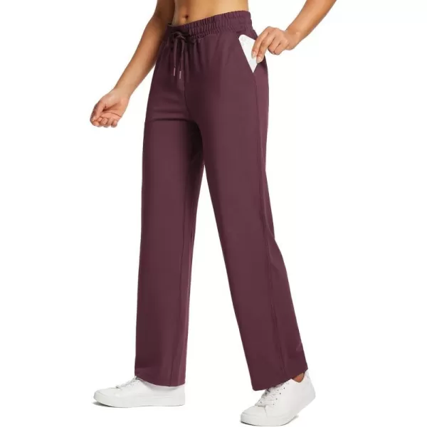 BALEAF Womens 2830 Straight Leg Sweatpants Wide Leg Athletic Lounge Pants Pockets Stretch Soft Workout28wine Red