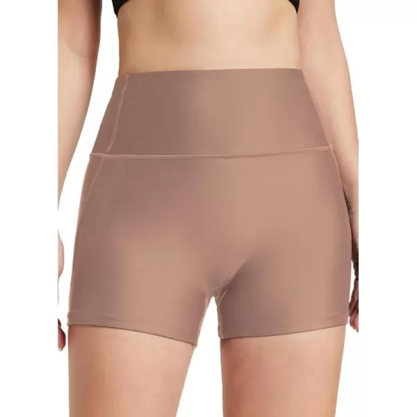 BALEAF Womens 3 High Waisted Swim Bottoms Bathing Suit Boy Shorts Tummy Control Full Coverage Swimsuit Bottoms ModestBrown