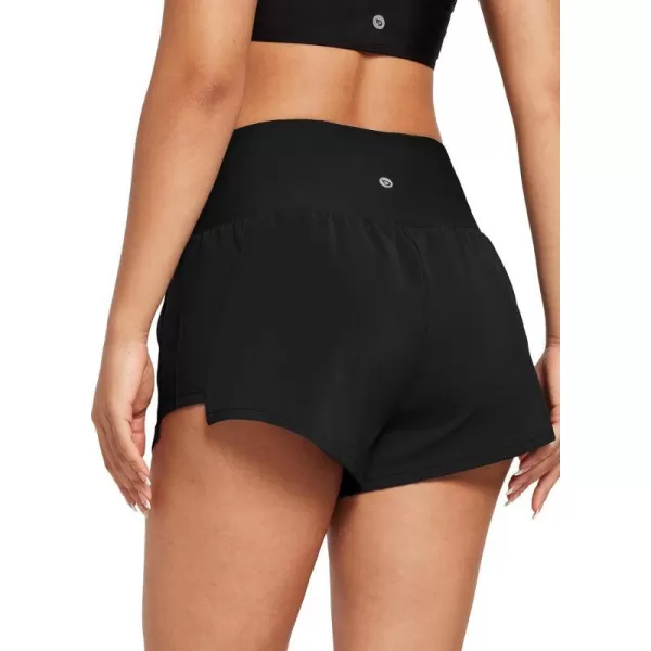 BALEAF Womens 3 High Waisted Swim Shorts V Front Board Shorts with Liner Quick Dry Crossover Bathing Suit BottomsBlack