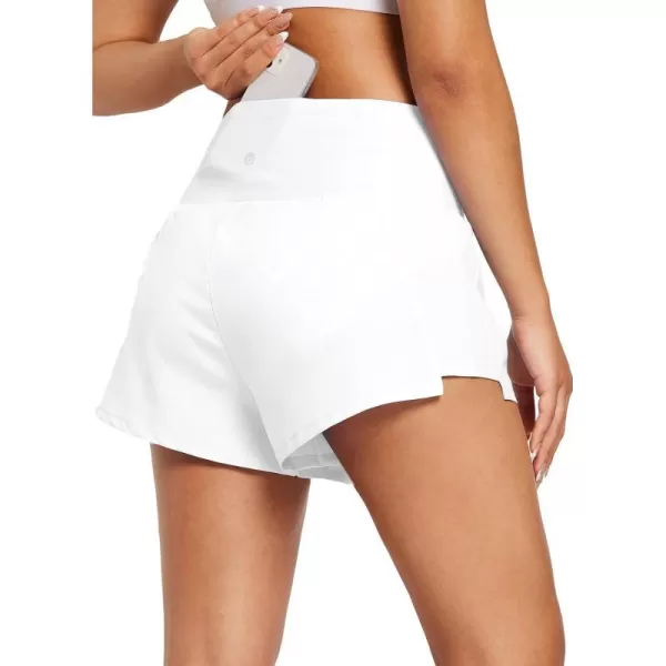 BALEAF Womens 3 High Waisted Swim Shorts V Front Board Shorts with Liner Quick Dry Crossover Bathing Suit BottomsWhite