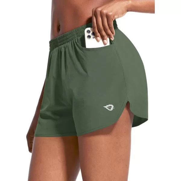 BALEAF Womens 3 Running Athletic Shorts Quick Dry Gym Workout Shorts with PocketsArmy Green