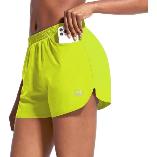 BALEAF Womens 3 Running Athletic Shorts Quick Dry Gym Workout Shorts with PocketsBright Chartreuse