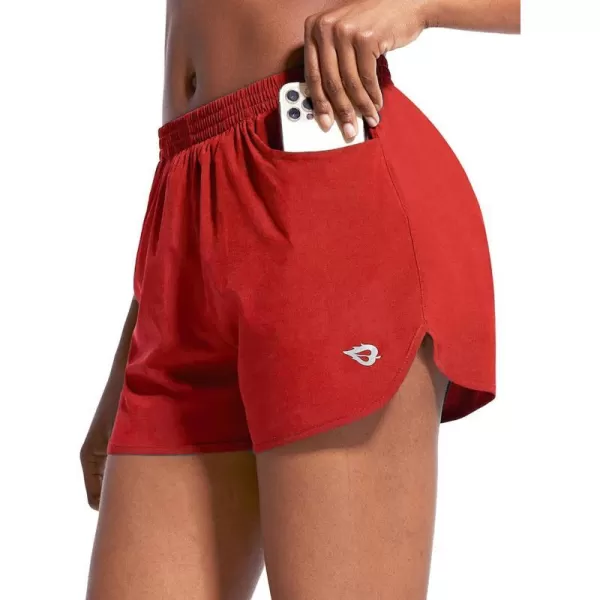 BALEAF Womens 3 Running Athletic Shorts Quick Dry Lightweight Gym Workout Shorts with PocketsRed