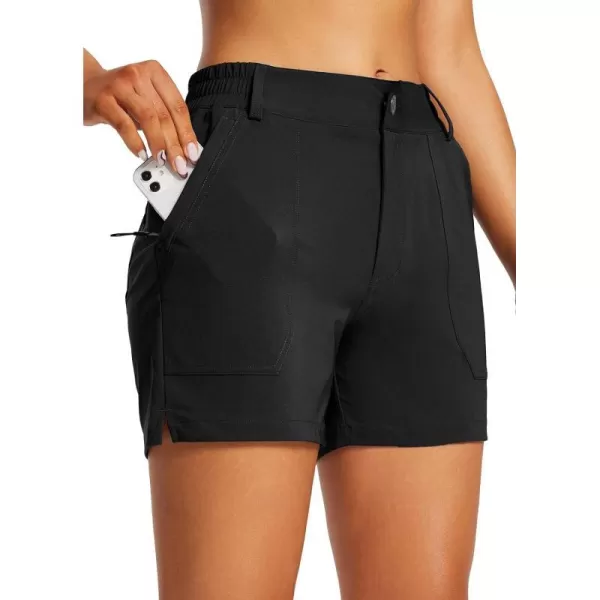 BALEAF Womens 45 Golf Hiking Shorts Stretch Quick Dry with Zipper Pockets Outdoor Causal Summer Shorts UPF 50Black