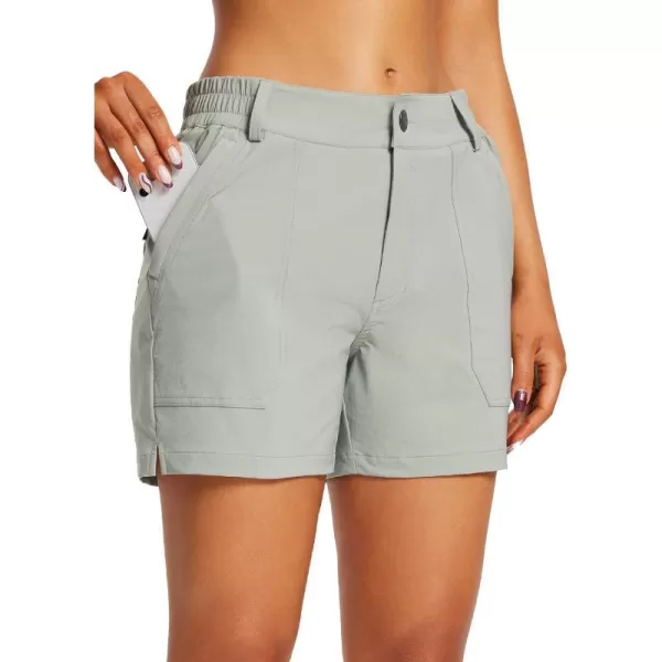 BALEAF Womens 45 Golf Hiking Shorts Stretch Quick Dry with Zipper Pockets Outdoor Causal Summer Shorts UPF 50Light Grey