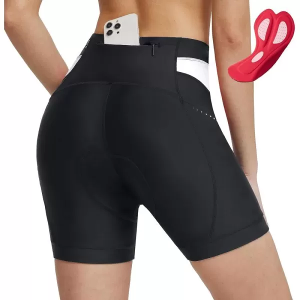 BALEAF Womens 4D Padded Bike Shorts 5 Lycra Cycling Underwear Biking Padding Pockets Biker Bicycle UPF 50White