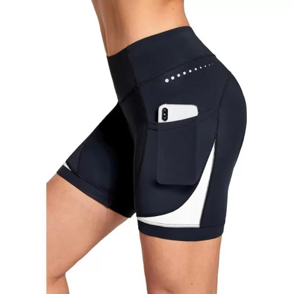 BALEAF Womens 4D Padded Bike Shorts Cycling Underwear with Padding Pockets Bicycle Pants Biking Tights Spin Gear Clothes5 Inch White