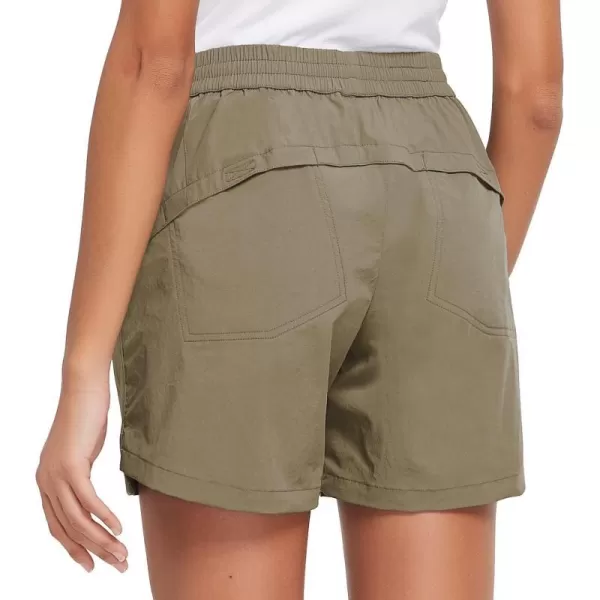 BALEAF Womens 5 Athletic Hiking Shorts Running Zipper Pockets Quick Dry Lightweight for Workout UPF 50Sandy Beige