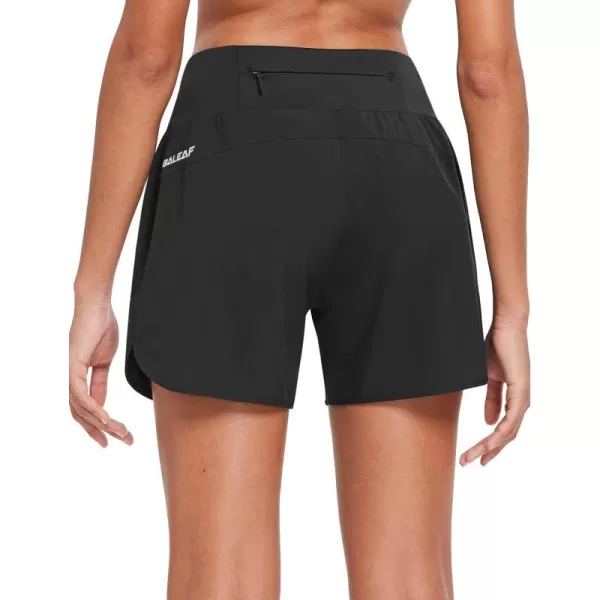 BALEAF Womens 5 Running Shorts with Liner Quick Dry High Waisted Athletic Gym Lined Shorts Workout Zipper PocketBlack