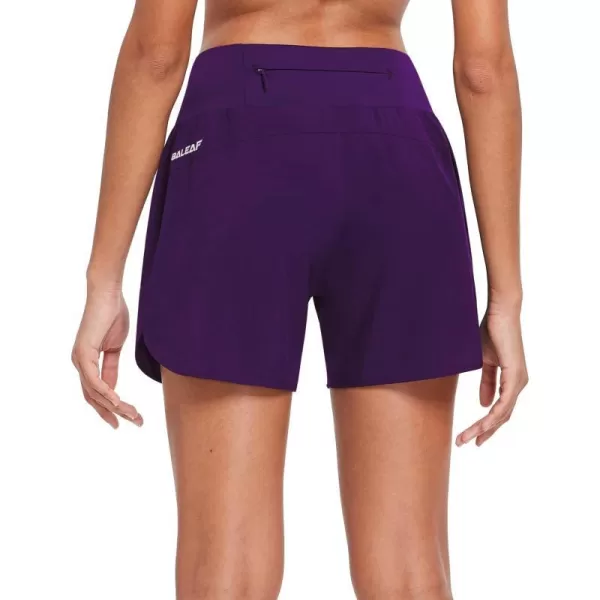 BALEAF Womens 5 Running Shorts with Liner Quick Dry High Waisted Athletic Gym Lined Shorts Workout Zipper PocketPurple