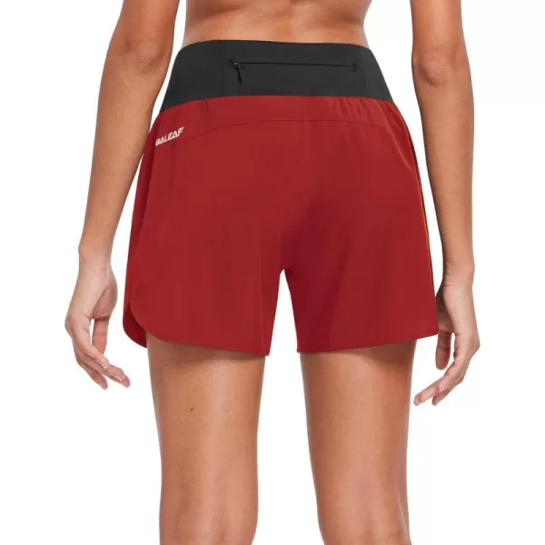 BALEAF Womens 5 Running Shorts with Liner Quick Dry High Waisted Athletic Gym Lined Shorts Workout Zipper PocketRed