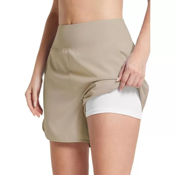 BALEAF Womens 5 Swim Shorts High Waisted Board Shorts Quick Dry Swimming Bottoms Trunks UPF 50 Beach Shorts with LinerKhaki