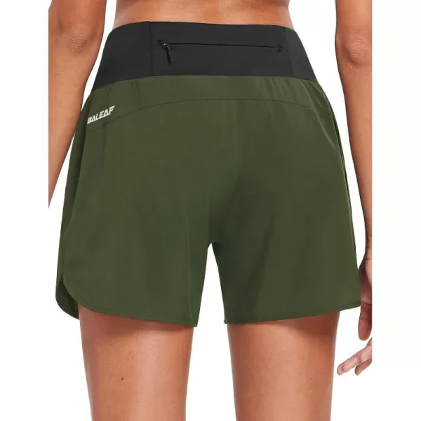 BALEAF Womens 5 Workout Shorts Gym Running Shorts Athletic with Liner High Waistband Quick Dry Sports Zipper PocketsArmy Green