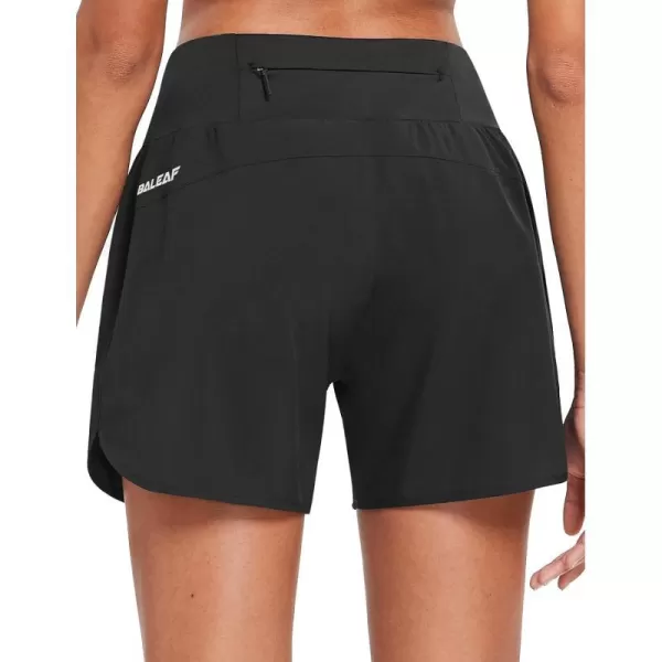 BALEAF Womens 5 Workout Shorts Gym Running Shorts Athletic with Liner High Waistband Quick Dry Sports Zipper PocketsBlack