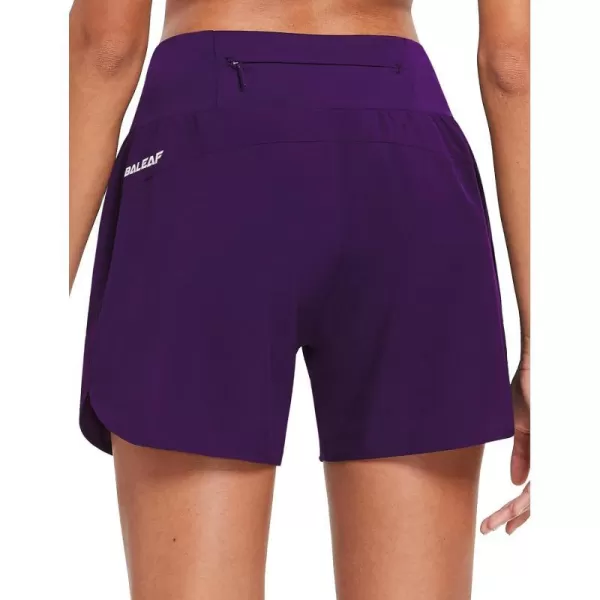 BALEAF Womens 5 Workout Shorts Gym Running Shorts Athletic with Liner High Waistband Quick Dry Sports Zipper PocketsPurple