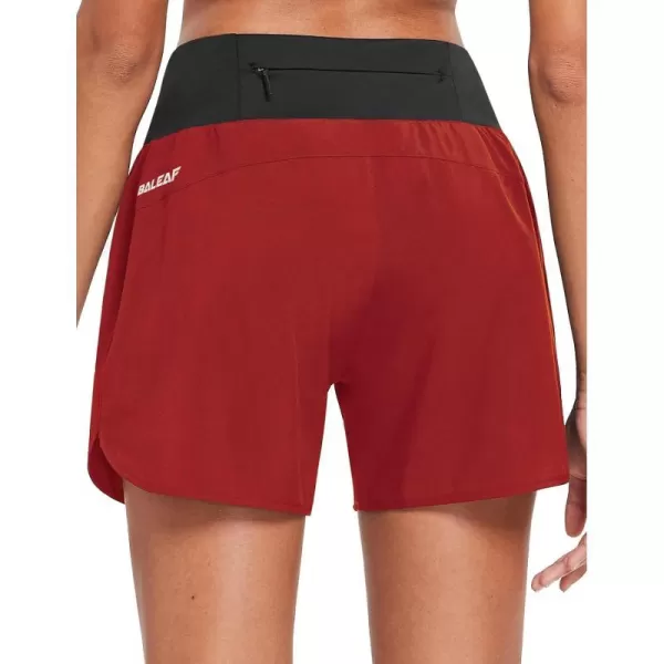 BALEAF Womens 5 Workout Shorts Gym Running Shorts Athletic with Liner High Waistband Quick Dry Sports Zipper PocketsRed