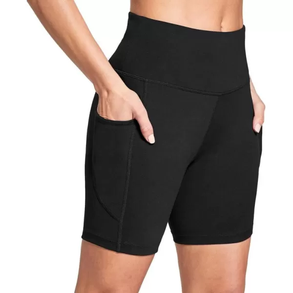 BALEAF Womens 68 High Waisted Biker Shorts with Pockets for Gym Workout Yoga Running Athletic6 Inseam Black