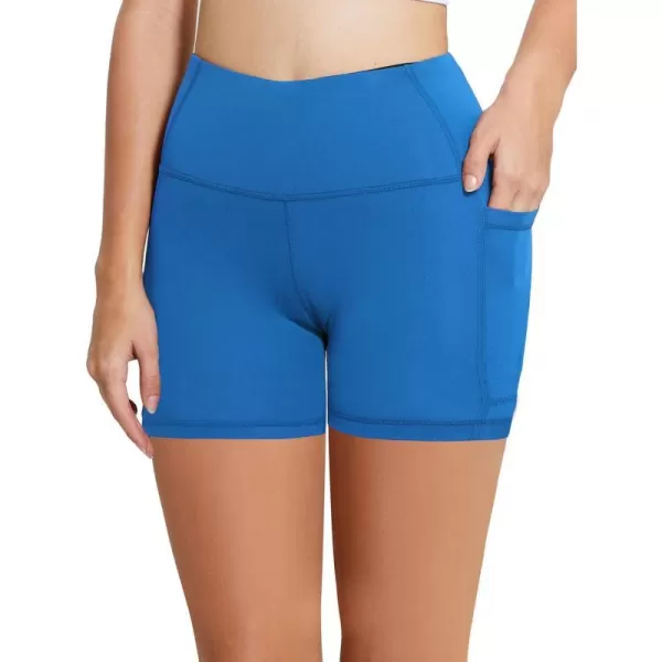 BALEAF Womens 8 7 5 Biker Shorts High Waist Workout Yoga Running Volleyball Spandex Shorts with Pockets5 inches Lapis Blue