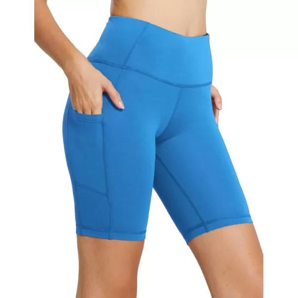 BALEAF Womens 8 7 5 Biker Shorts High Waist Workout Yoga Running Volleyball Spandex Shorts with Pockets8 inches Lapis Blue