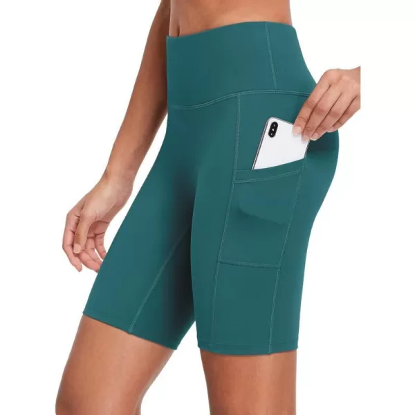 BALEAF Womens 8 7 5 Biker Shorts High Waist Workout Yoga Running Volleyball Spandex Shorts with Pockets8 inches Tealupgraded Fabric