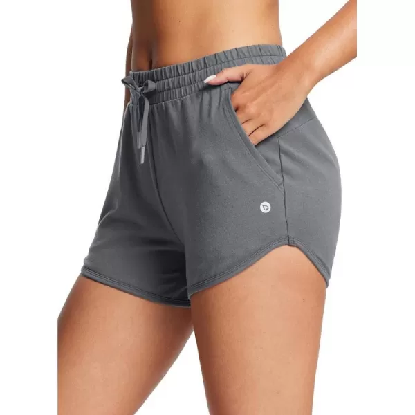 BALEAF Womens Athletic Cotton Sweat Shorts with Pockets 35 Workout Yoga Running Casual Sleep Short SummerDark Grey