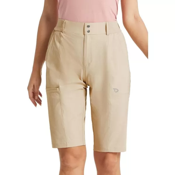 BALEAF Womens Bermuda Long Shorts 13 Golf Shorts Knee Length Hiking Quick Dry High Waist Stretch Water Resistant03khaki13inch