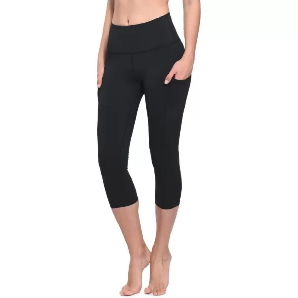 BALEAF Womens Capri Leggings with Pockets High Waisted Workout Yoga Running Gym Pull On Capris Pants for Casual Summer19 Inseam Black