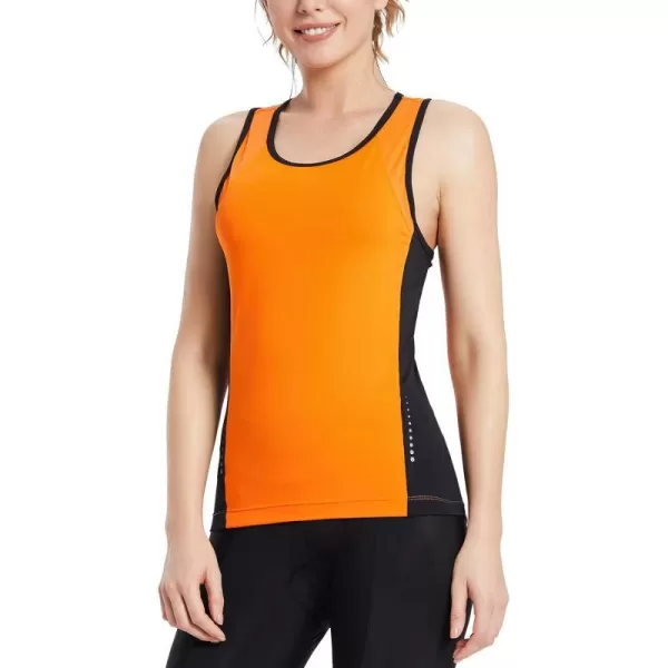 BALEAF Womens Cycling Jersey Sleeveless Bike Tank Top Bicycle Biking Shirt 4 Rear Pockets Summer UPF3001blackOrange