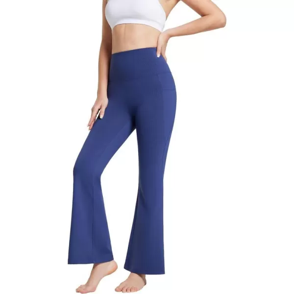 BALEAF Womens Flare Leggings with Pockets Flare Pants Bootcut Yoga Pants High Waist Workout Casual Tummy Control29blue